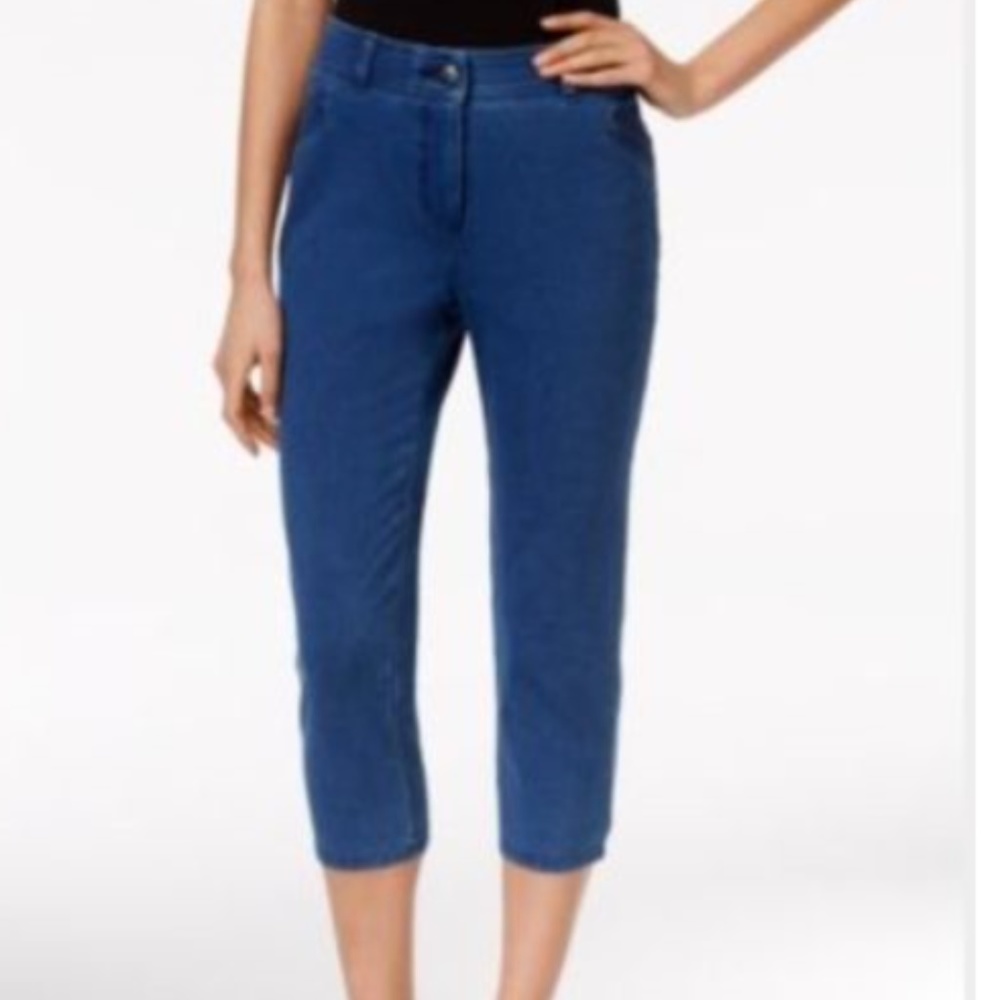 Style&Co. Petite Tummy-Control Pull-On Ocean Wash